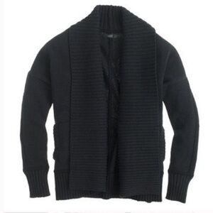 J. Crew | Black Chunky Knit Shawl Collar Open Cardigan Sweater